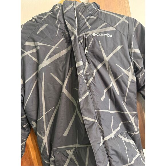 Columbia Black Grey Printed Insulated Full Zip Snow Coat Jacket Medium 10/12 - Picture 3 of 6